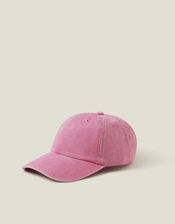 Washed Denim Baseball Cap, Pink (PINK), large