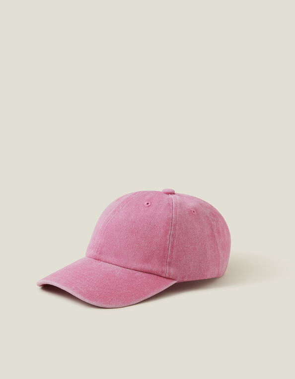 Washed Denim Baseball Cap, Pink (PINK), large