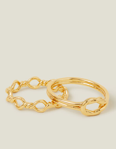 2-Pack 14ct Gold-Plated Knot Rings, Gold (GOLD), large