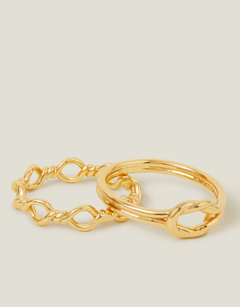 2-Pack 14ct Gold-Plated Knot Rings, Gold (GOLD), large