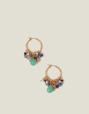 Beaded Tassel Hoop Earrings, , large