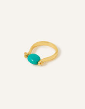 14ct Gold-Plated Turquoise Spinner Ring, Gold (GOLD), large