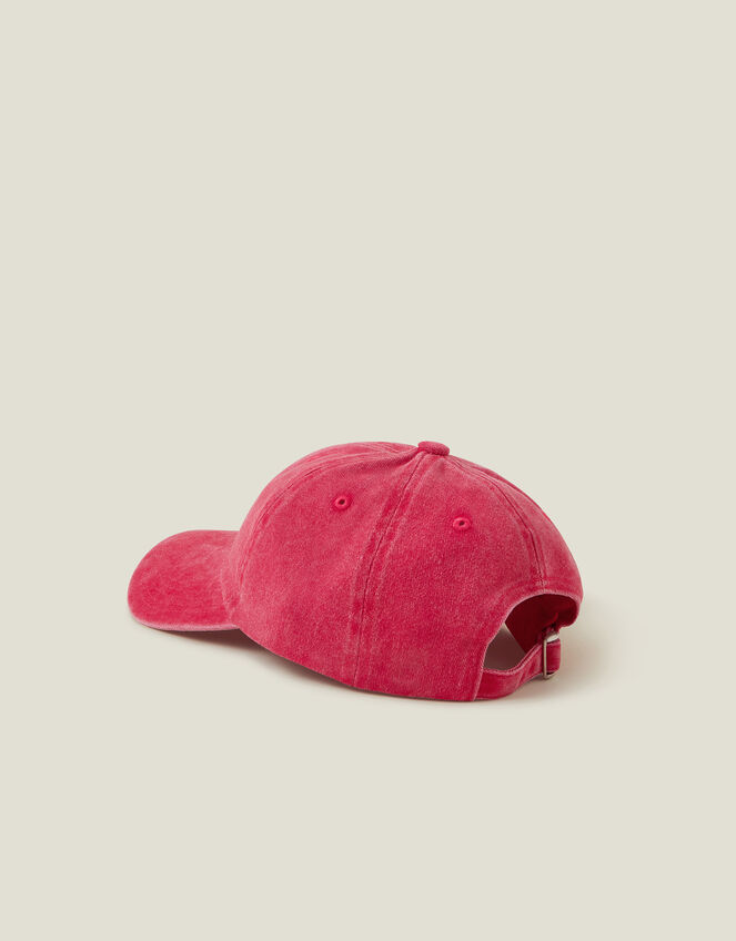 Washed Denim Baseball Cap, Red (RED), large