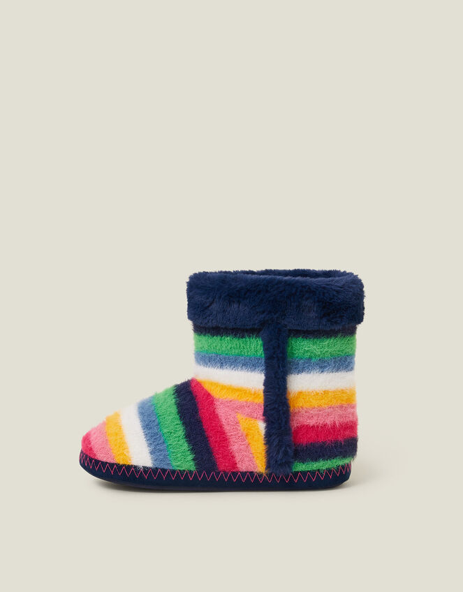 Fluffy Stripe Boot Slippers, Multi (BRIGHTS MULTI), large