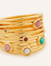 14ct Gold-Plated Stone Layered Ring, Multi (BRIGHTS MULTI), large