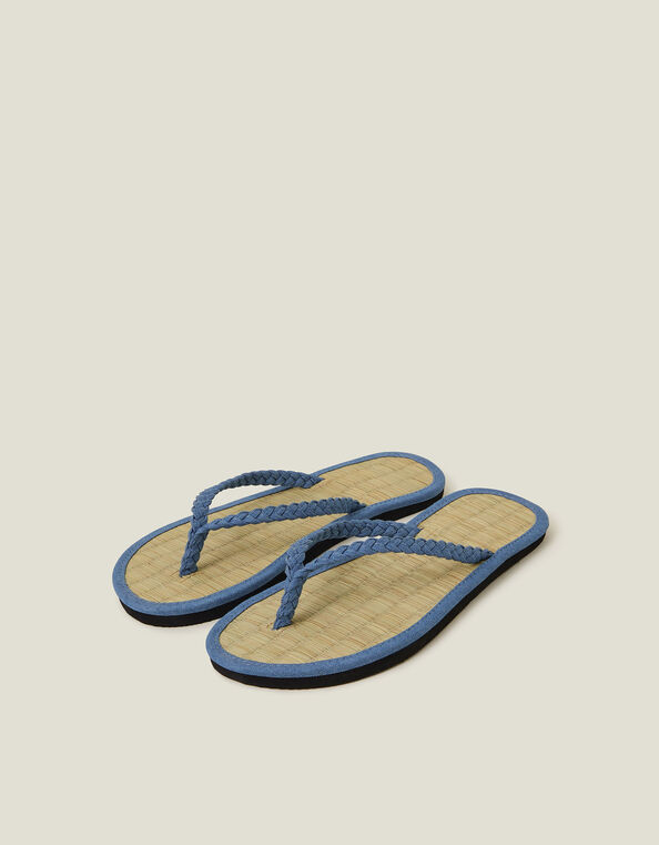 Denim Seagrass Flip Flops, Blue (NAVY), large