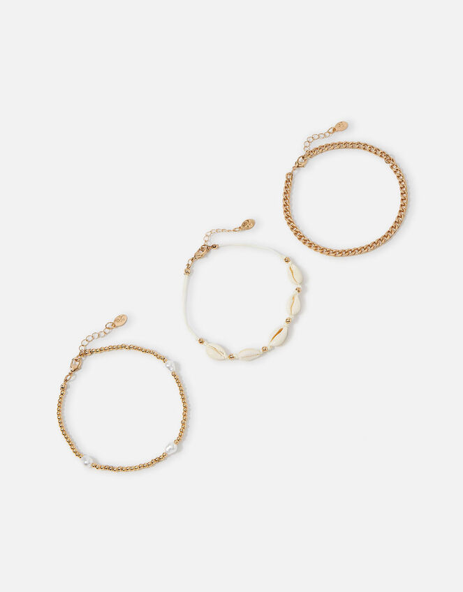 Shell Anklet Set of Three | Anklets | Accessorize UK