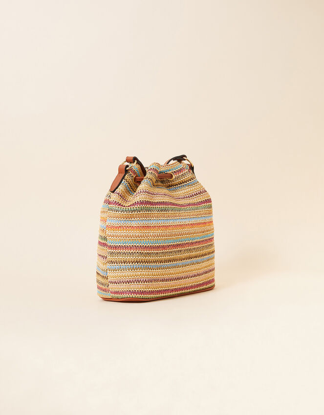 Stripe Raffia Duffle Cross-Body Bag | Beach bags | Accessorize Global
