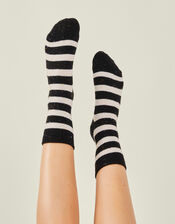 Stripe Boot Socks , Black (BLACK WHITE), large