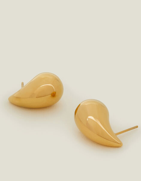 14ct Gold-Plated Stainless Steel Chunky Teardrop Earrings, , large