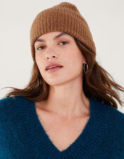 Soho Knit Beanie Hat, Camel (CAMEL), large