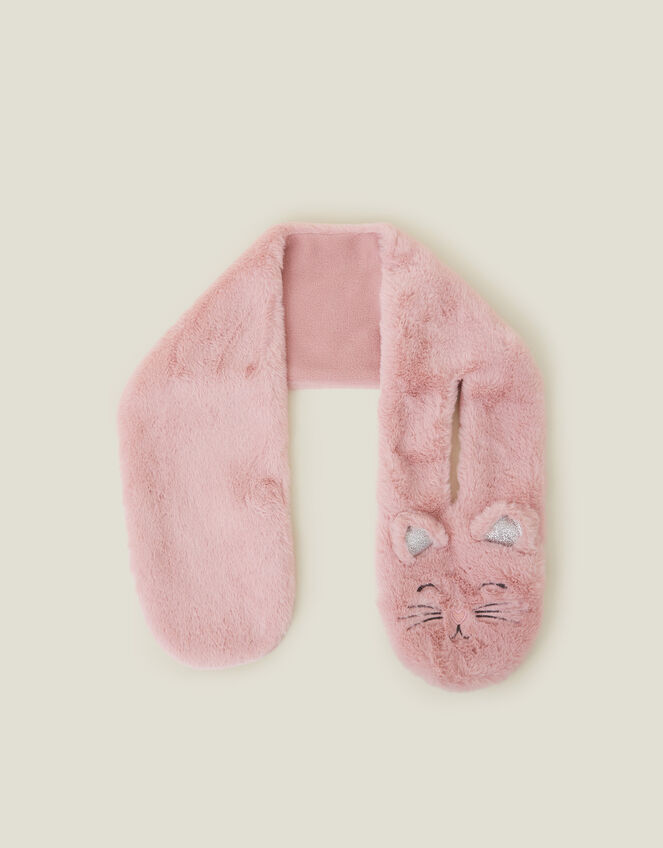 Girls Fluffy Faux Fur Cat Scarf, , large