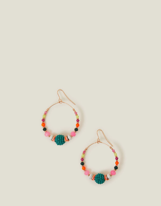 Beaded Hoop Earrings, , large