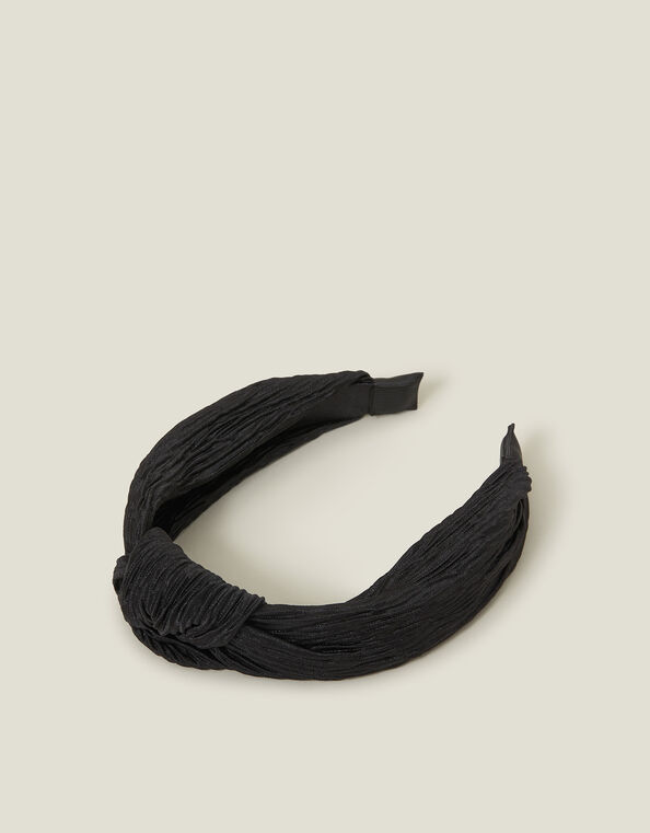 Pleated Knot Headband, Black (BLACK), large