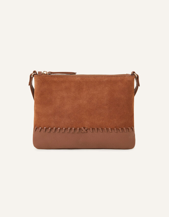Leather Stitch Detail Cross-Body Bag Tan | Leather bags | Accessorize UK