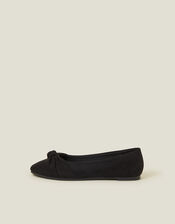 Suedette Knot Ballerina Flats, Black (BLACK), large