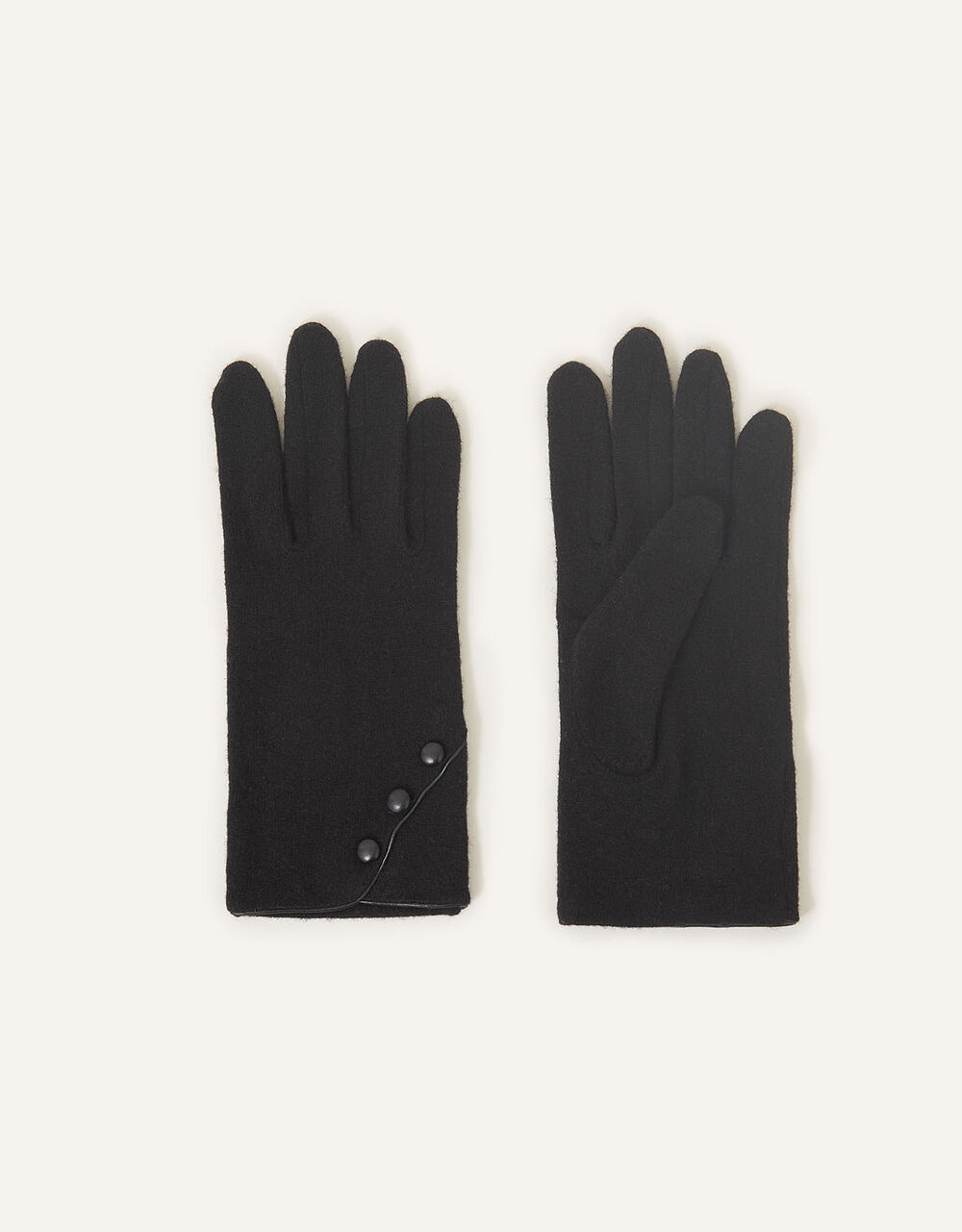Button Gloves in Wool Blend Black | Gloves | Accessorize UK