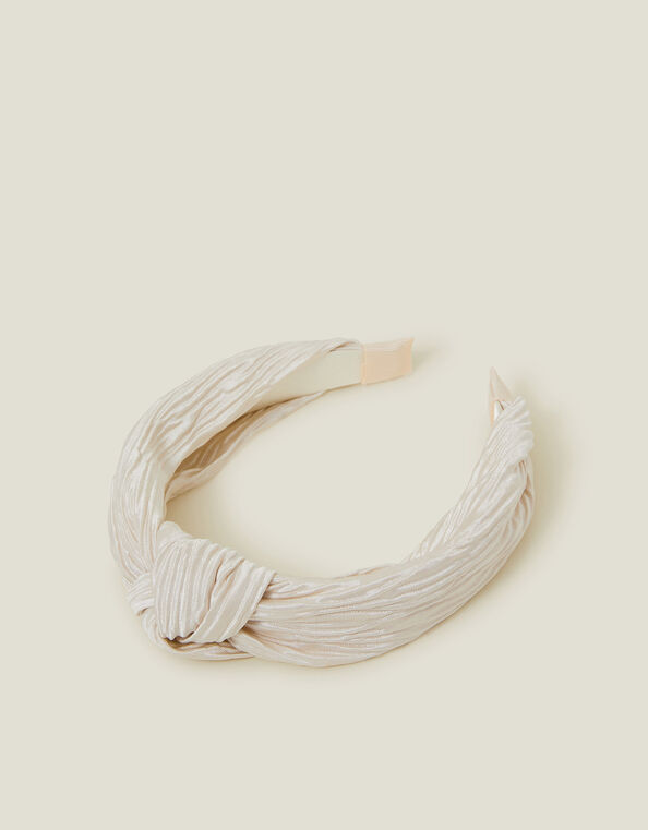 Pleated Knot Headband, Cream (CREAM), large