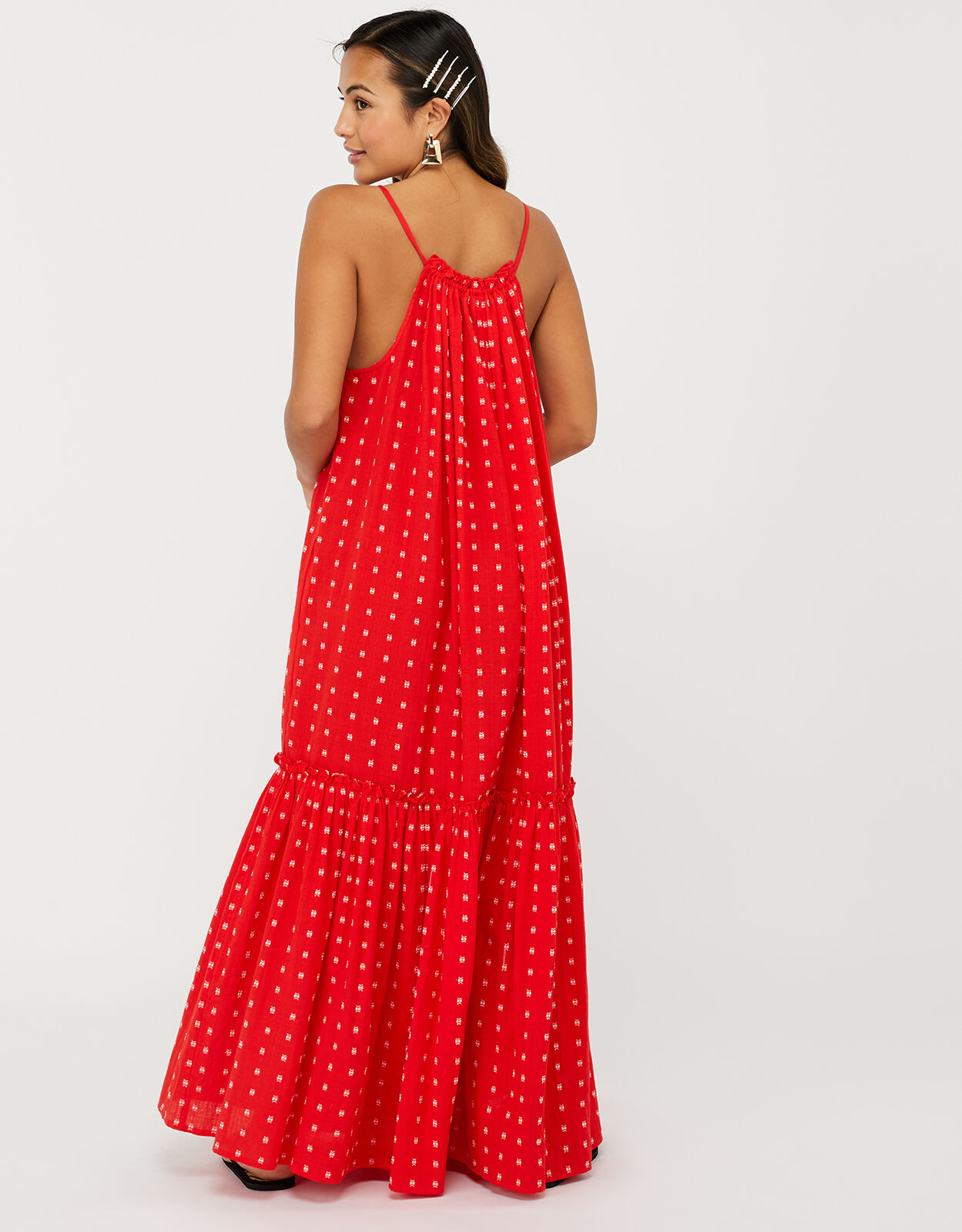 red cotton maxi dress