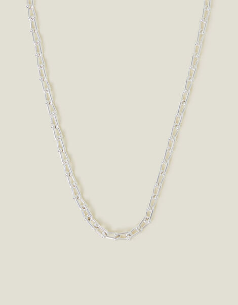 Sterling Silver-Plated Chunky Chain Necklace, , large