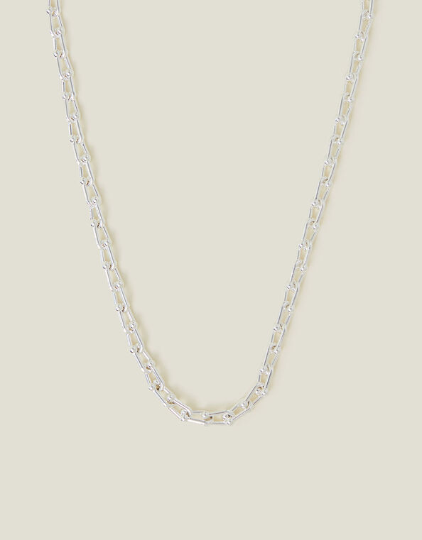 Sterling Silver-Plated Chunky Chain Necklace, , large