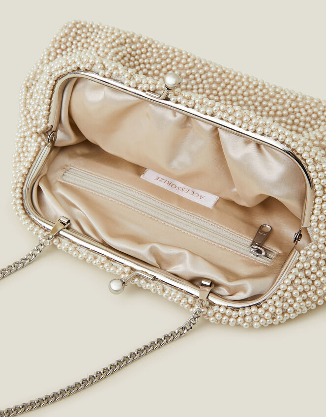 Pearl Embellished Cloud Clutch Bag, , large