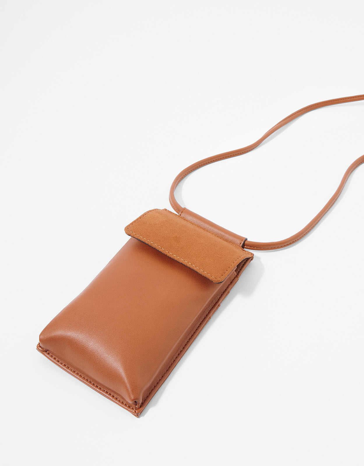 COS Leather Phone Pouch With Strap in Orange