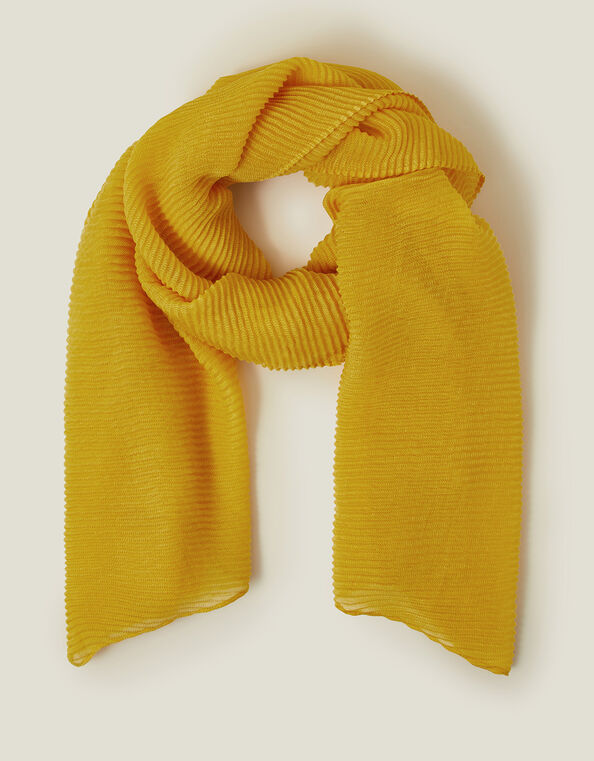 Lightweight Pleated Scarf, Yellow (YELLOW), large