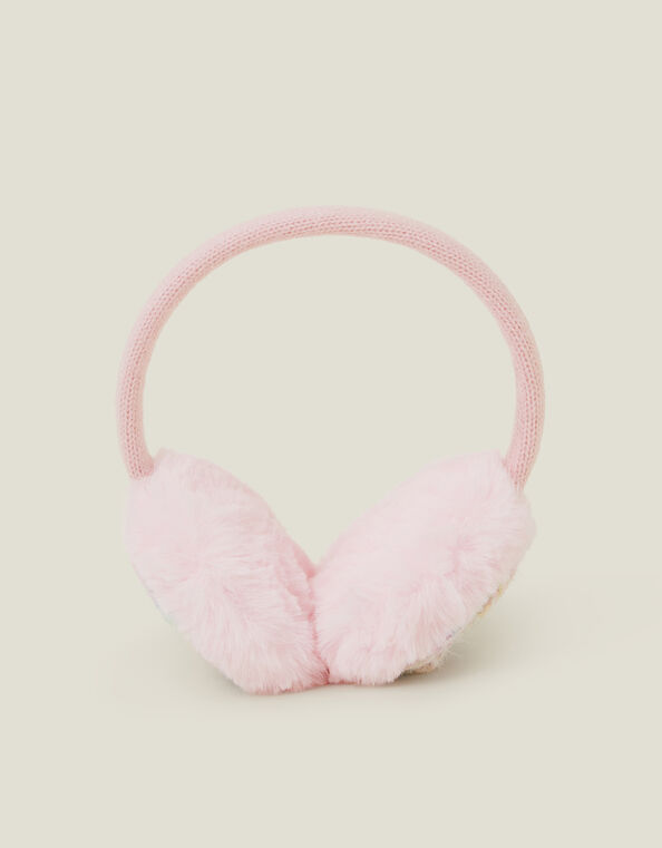 Girls Ombre Rainbow Faux Fur Ear Muffs, , large