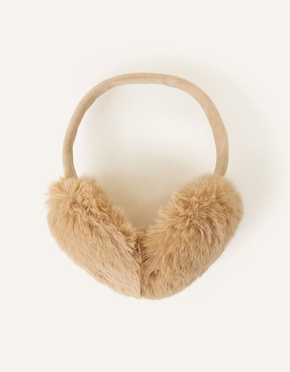 Faux Fur Earmuffs, Natural (NATURAL), large