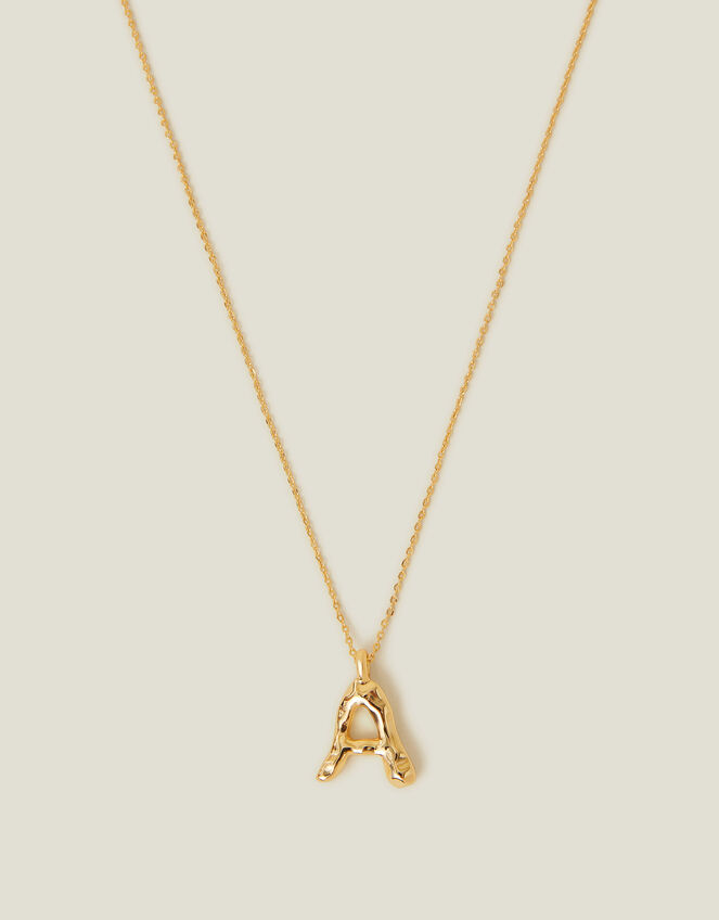 14ct Gold-Plated Molten Initial Pendant Necklace, Gold (GOLD), large