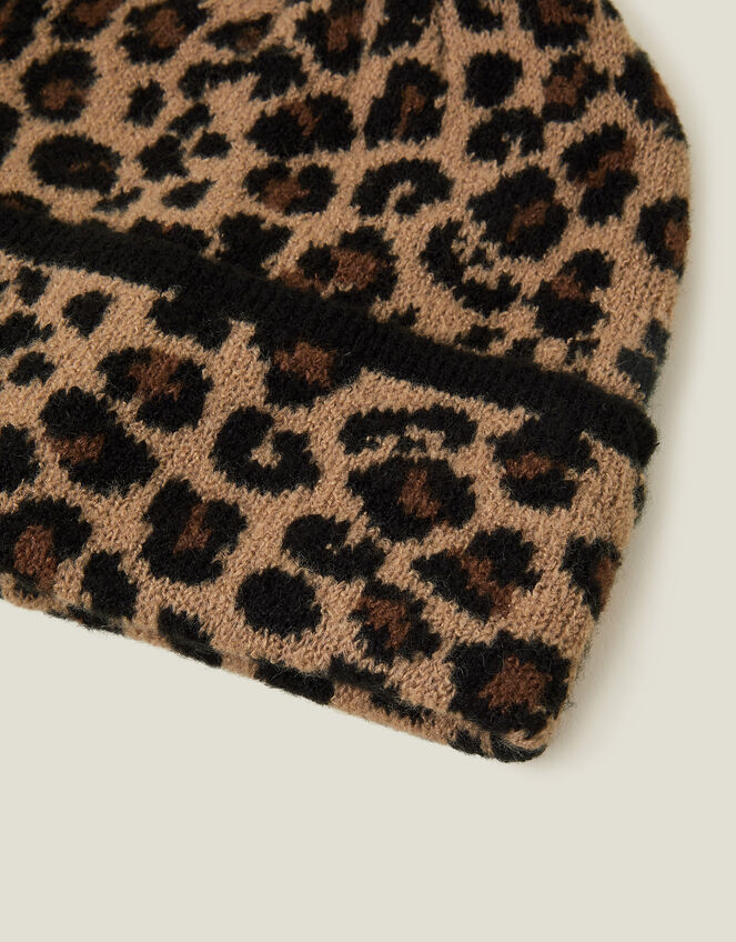 Leopard Print Beanie, , large