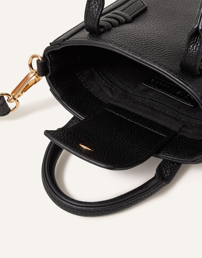 Artisanal Handle Cross-Body Bag, Black (BLACK), large