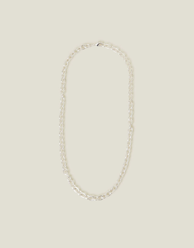 Sterling Silver-Plated Chunky Chain Necklace, , large