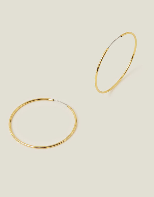 14ct Gold-Plated Thin Hoop Earrings, , large