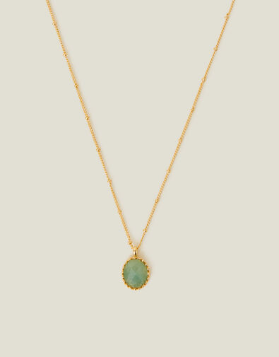 14ct Gold-Plated Aventurine Healing Pendant Necklace, , large