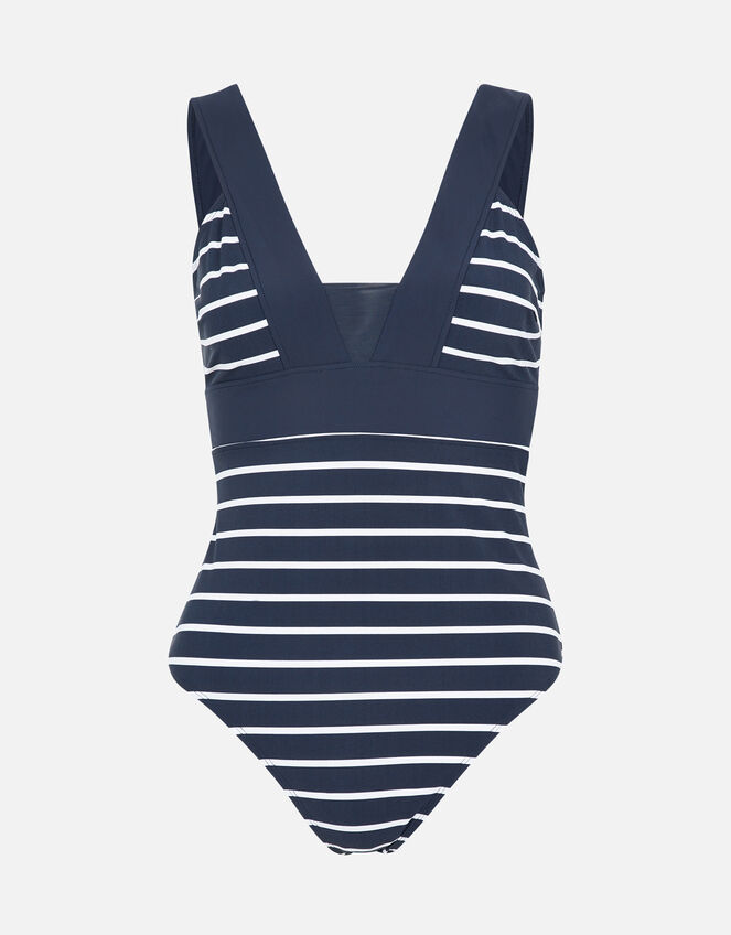 Lexi Striped Plunge Shaping Swimsuit Blue | Swimsuits | Accessorize Global