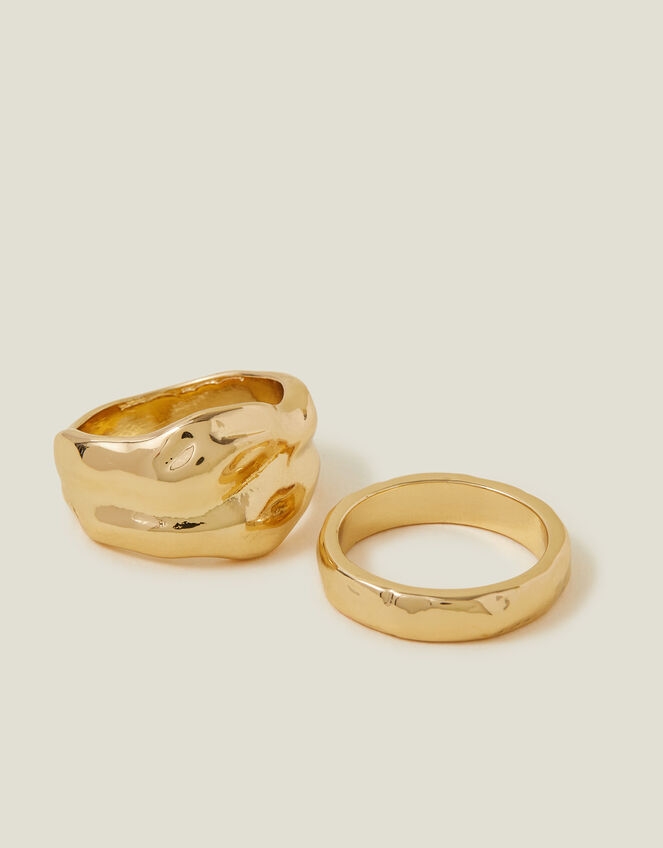 2-Pack Textured Chunky Rings rings | Global Stacked | Gold Accessorize