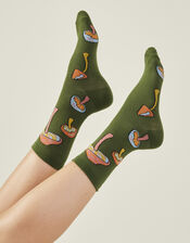 Groovy Mushroom Print Socks, , large