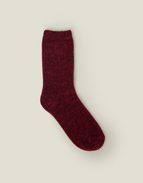 Chenille Bed Socks, Red (BURGUNDY), large