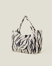 Large Zebra Print Canvas Shopper, , large