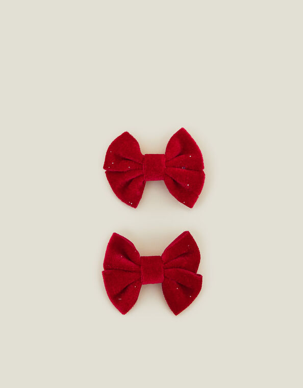 2-Pack Girls Velvet Bow Hair Clips, , large