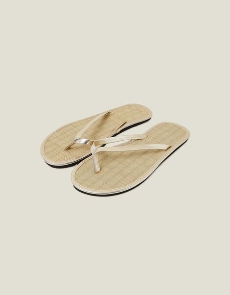 Plain Seagrass Flip Flops, Gold (GOLD), large