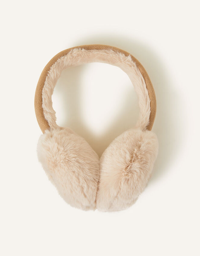 Faux Fur Suedette Ear Muffs, Camel (CAMEL), large