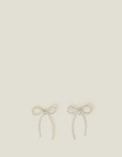 Sterling Silver-Plated Bow Earrings, , large