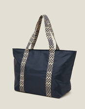 Webbing Strap Tote Bag, Blue (NAVY), large