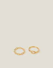 2-Pack 14ct Gold-Plated Knot Rings, Gold (GOLD), large