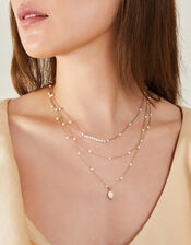 Layered Pearl Station Necklace, , large
