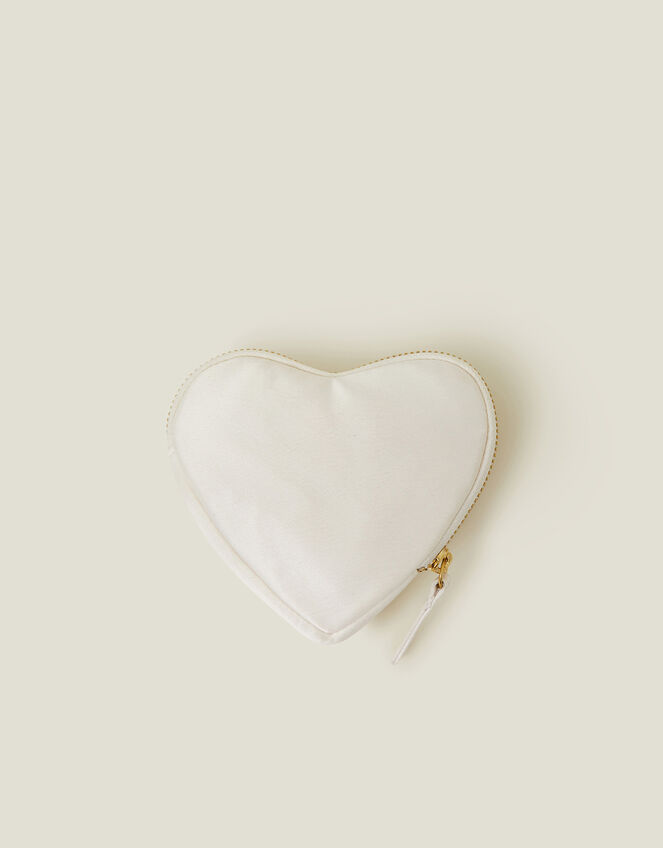 Pearl Embellished Heart Coin Purse, , large