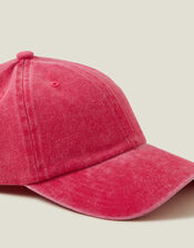 Washed Denim Baseball Cap, Red (RED), large